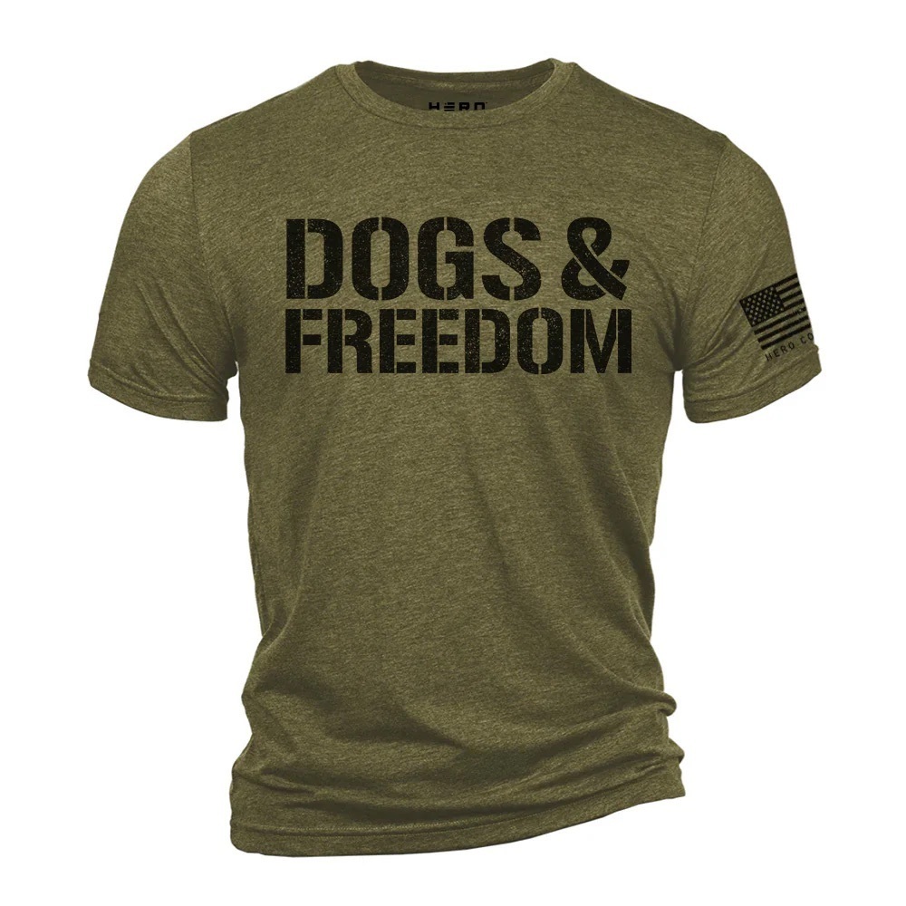 Hero Dogs & Freedom T-Shirt in Olive Green
